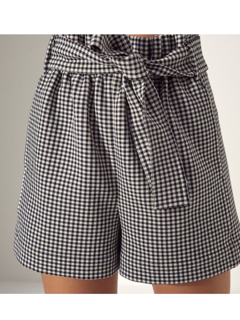 Wilfred Black & White Gingham High-Waist Tie Shorts